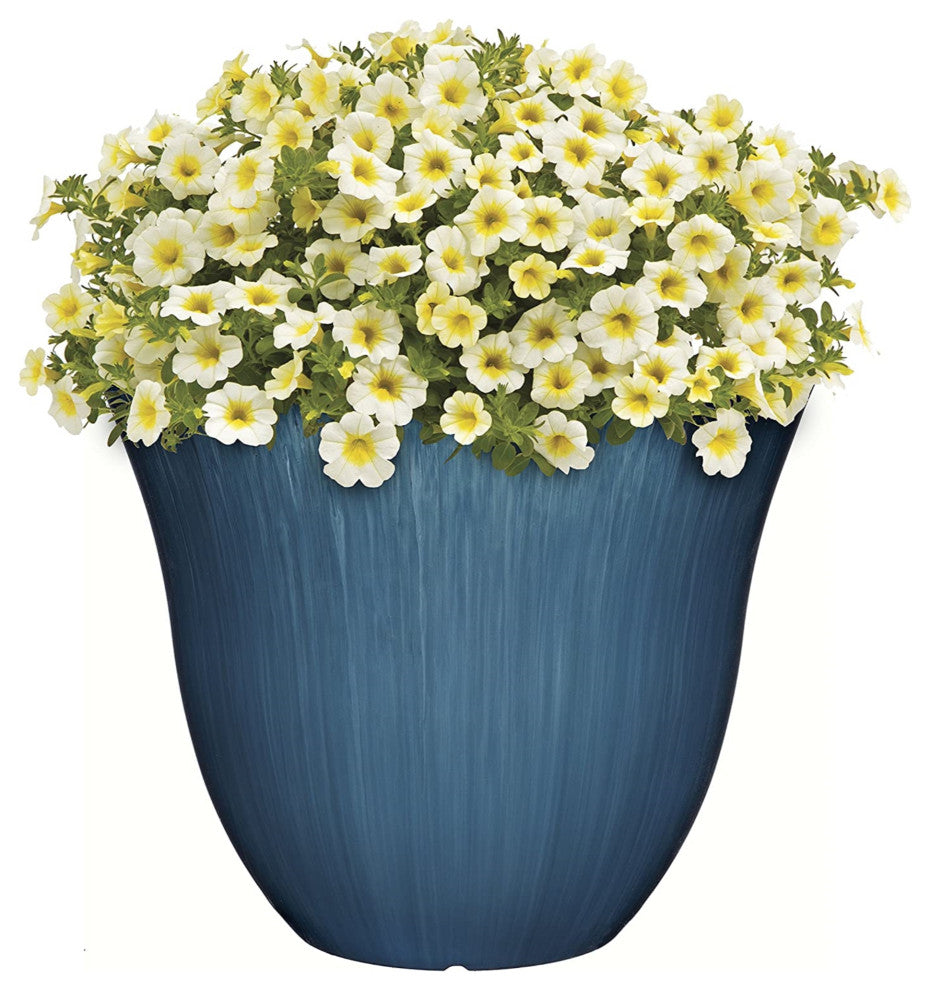 Classic Home and Garden Honeysuckle Resin Flower Pot Planter, Ocean Blue, 15"