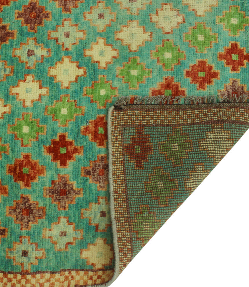 Balochi Timmy Turquoise/Orange Rug, 4'2x6'0