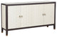 Dann Foley 4 Door Sideboard Ivory Faux Shagreen, Black Veneer Finish