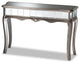 Elgin Contemporary Brushed Silver Finished Wood and Mirrored Glass Console Table
