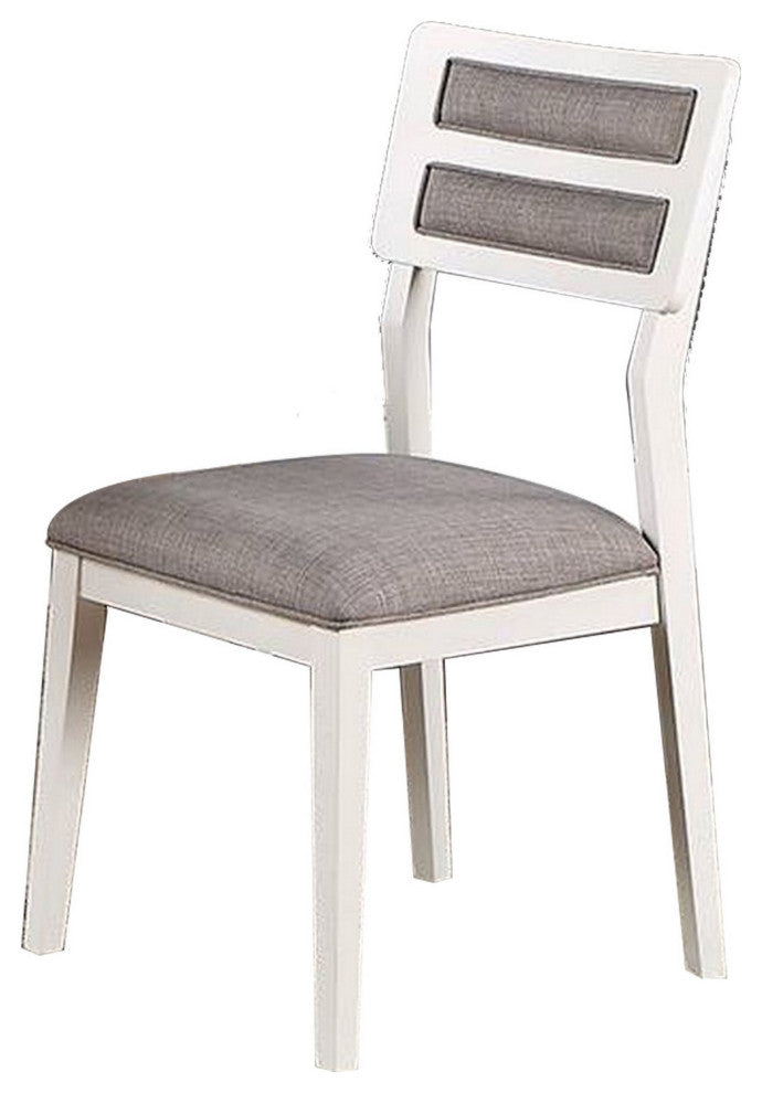 Benzara BM286290 21" 2 Tone Dining Chair, Ladder Back, Set of 2, White