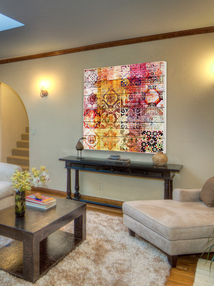 "Nador" Wall Art on White Wood, 32"x32"