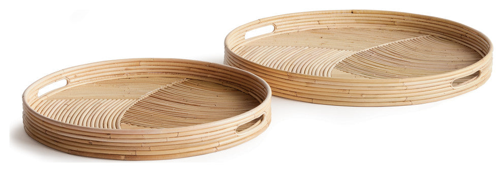 Jelani Cane Round Trays, Set of 2