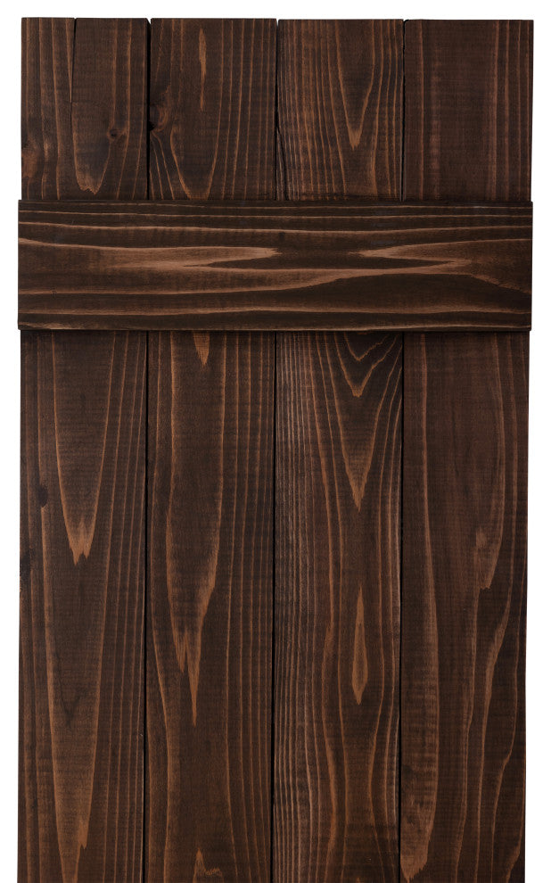 Traditional Board and Batten Exterior Shutters Pair, Coffee Brown, 54"