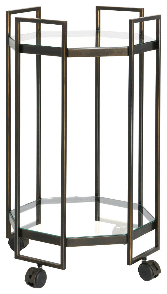 Octagon Black Metal Bar cart