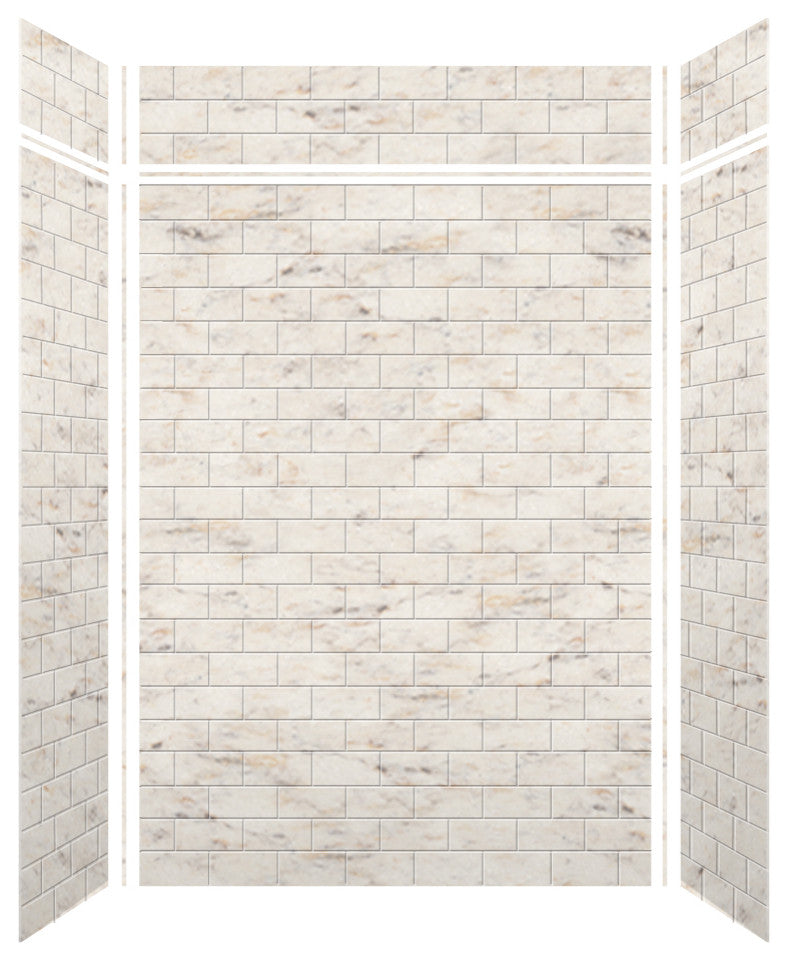 Transolid SaraMar 60"x36"x96" 6-Piece Shower Wall Kit, Biscotti Marble