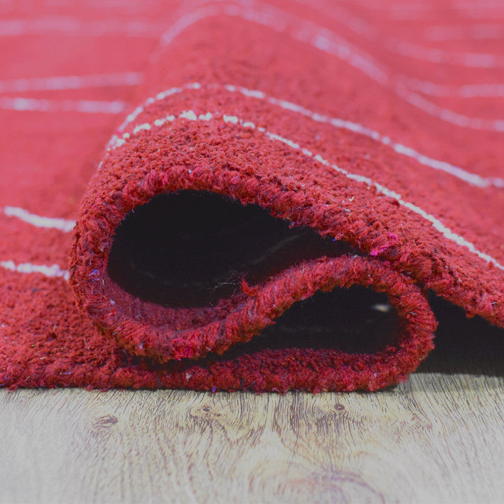 HAND KNOTTED LOOM SILK ECO-FRIENDLY RUGS-8'x10',Rectangle,Red White,Contemporary
