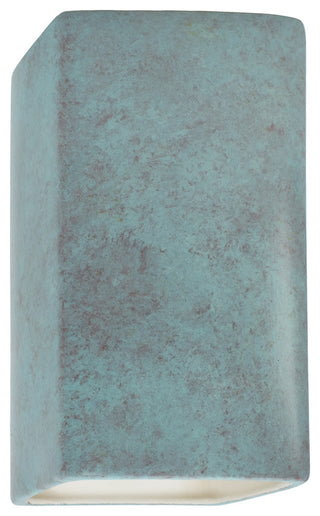 Ambiance, Small ADA Rectangle, Open Top & Bottom Wall Sconce, Verde Patina