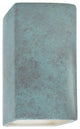 Ambiance, Small ADA Rectangle, Open Top & Bottom Wall Sconce, Verde Patina