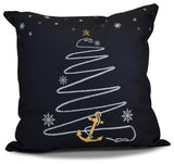 Decorative Holiday Pillow Geometric Print, Navy Blue, 18"x18"