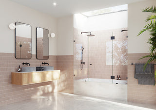 58.25"x73" Frameless 3 Panel Inline Bathtub Shower Door, Matte Black