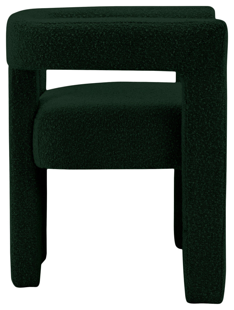 Athena Boucle Fabric Upholstered Accent / Dining Chair, Green