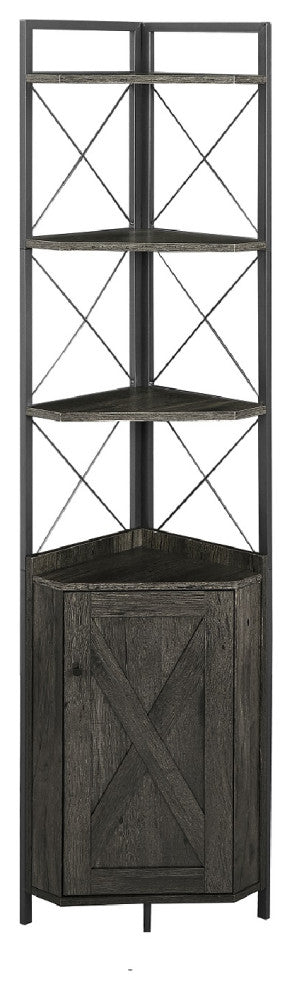 Dark Gray 5-Tier Corner Shelf With Storage