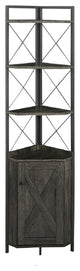 Dark Gray 5-Tier Corner Shelf With Storage
