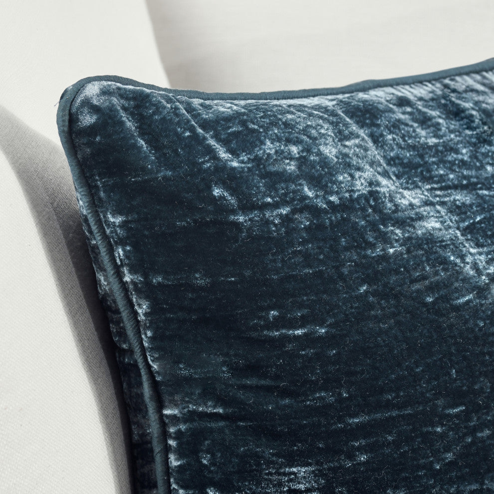 Lexington Viscose Silk Blend Throw Pillow by Kosas Home, Denim Blue, 14x26