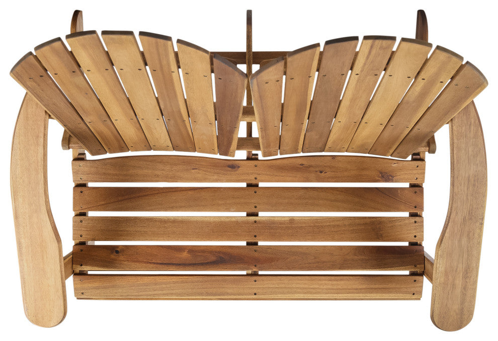 GDF Studio Vivian Outdoor Acacia Wood Adirondack Loveseat, Natural Stained