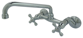 Kingston 6" Adjustable Center Wall Mount Kitchen Faucet, Polished Chrome