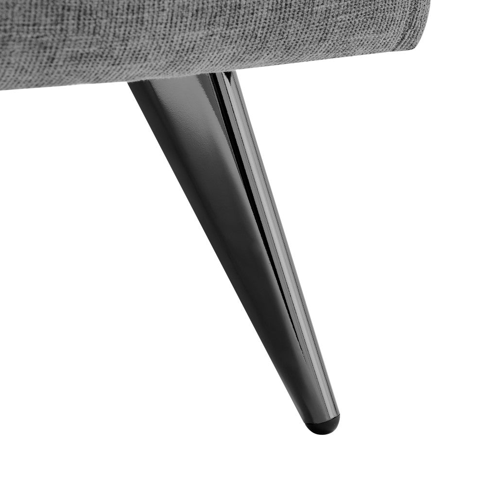 Selene Lounge Chair, Gray Fabric With Black Chrome Steel Legs