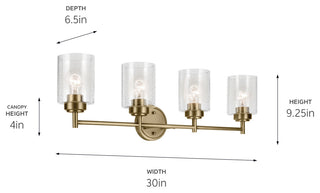 30" 4-Light Vanity Light With Clear Seeded Glass