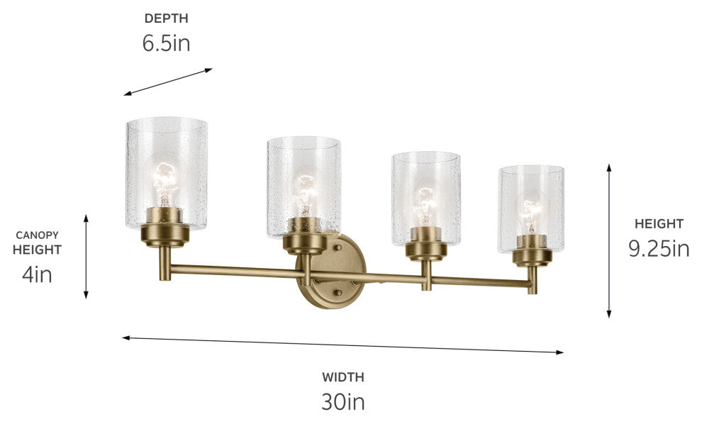 30" 4-Light Vanity Light With Clear Seeded Glass