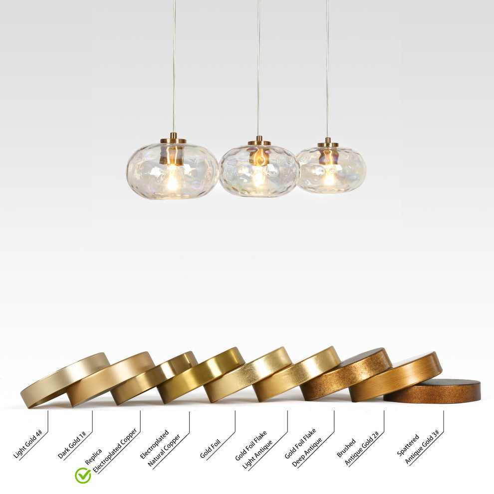 LNC Chrysaorican 3-Light Modern Iridescent Globe Glass Kitchen Island Light