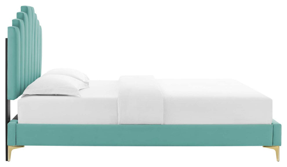 Elise Queen Performance Velvet Platform Bed MOD-6693-MIN