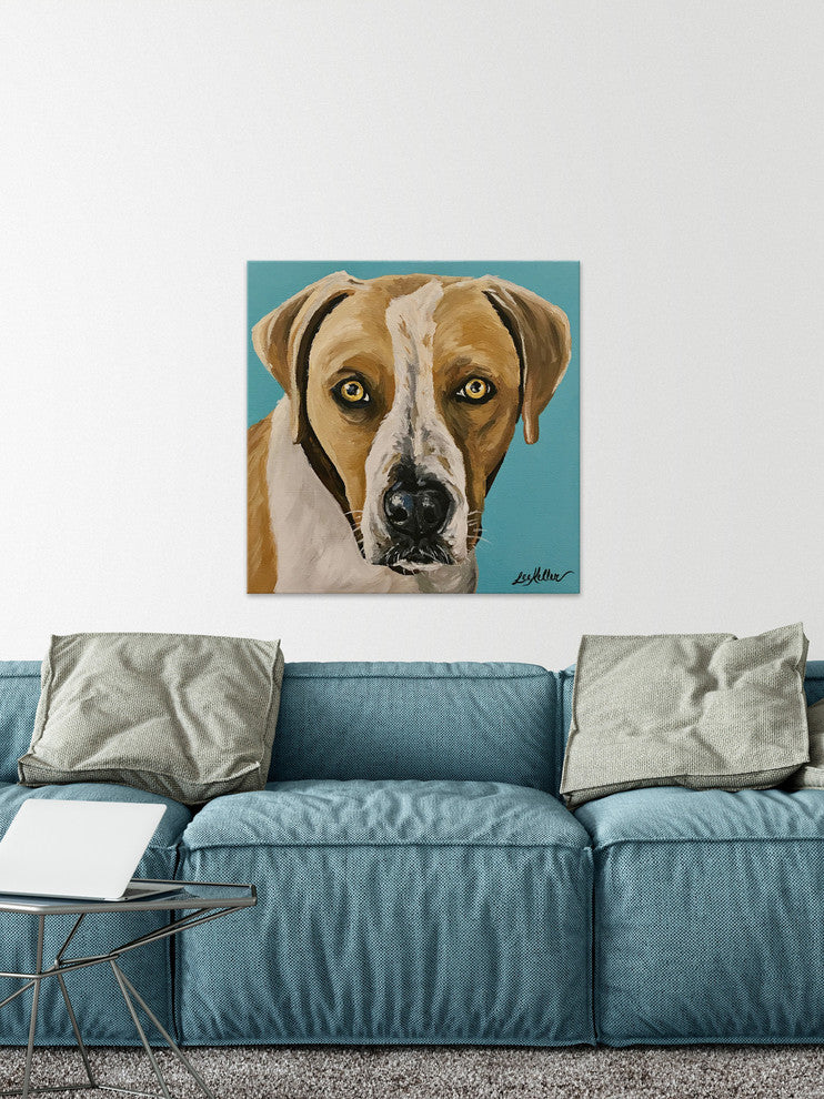 "Dog Painting Lover Boy" Painting Print, Wrapped Canvas, 40"x40"