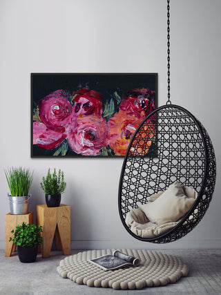 "Blooming Rose" Floater Framed Painting Print, Canvas, 18"x12"