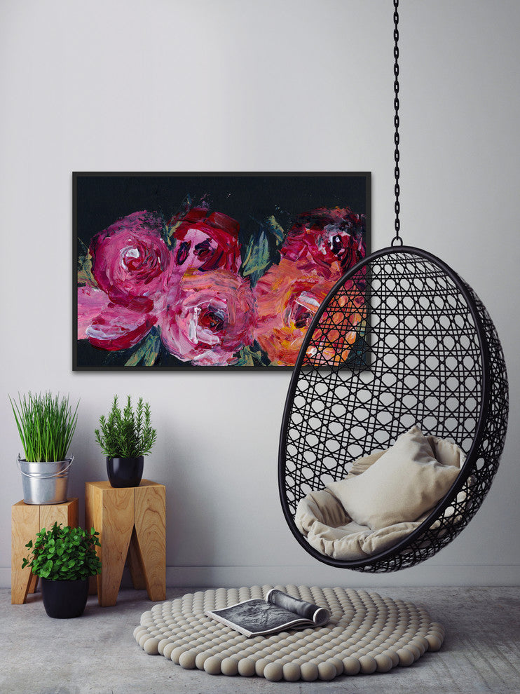 "Blooming Rose" Floater Framed Painting Print, Canvas, 18"x12"