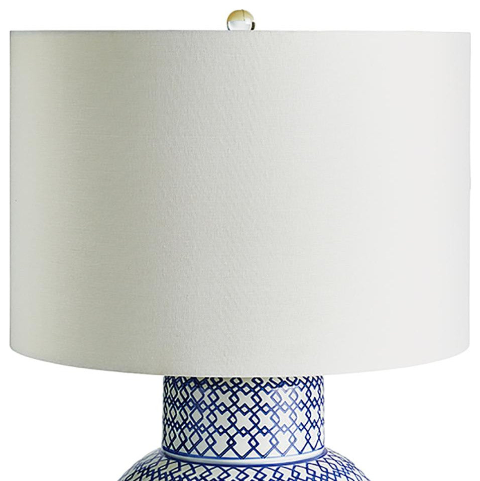 Gorgeous Vintage Style Blue White Fretwork Table Lamp Ginger Jar Urn Shape