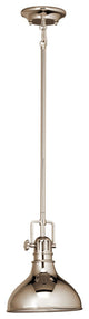 Kichler Hatteras Bay 1 Light Mini Pendant in Polished Nickel