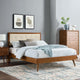 Platform Bed Frame, King Size, Wood, Brown Walnut Beige, Modern Mid-Century