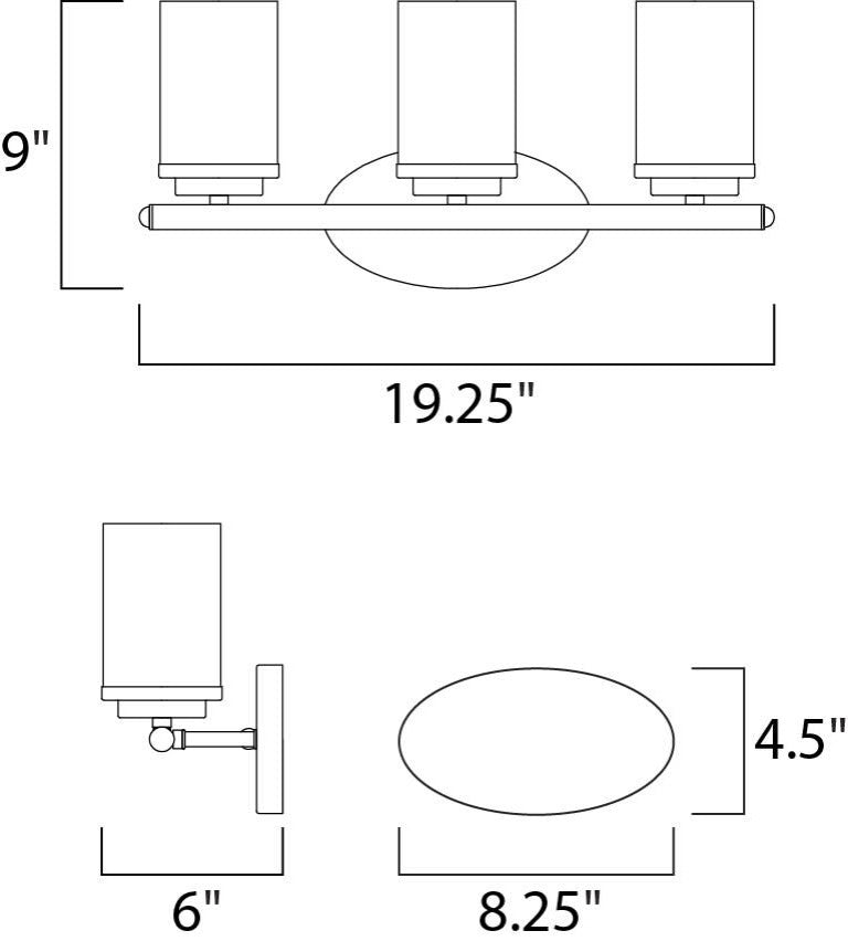 Maxim 10213FT Corona 3 Light 19"W Bathroom Vanity Light - Black