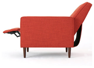 GDF Studio Macedonia Mid-Century Modern Button Tufted Fabric Recliner, Muted Orange Fabric