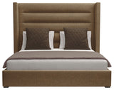 Nativa Interiors Aylet Horizontal Channel Tufted Bed, Brown, King, Medium Headboard