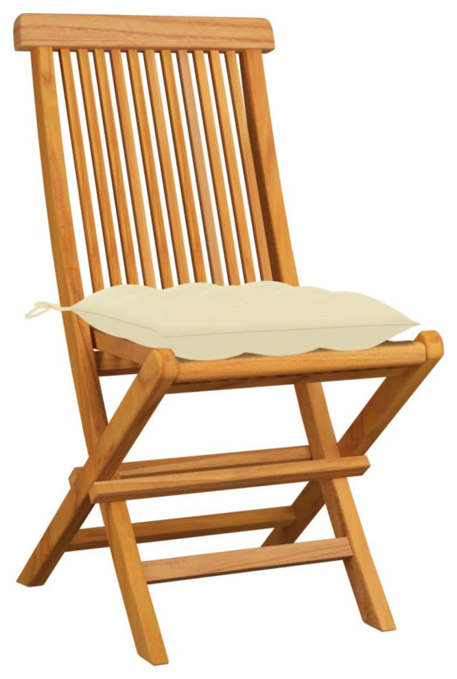 Vidaxl Garden Chairs With Cream White Cushions 4-Piece Set Solid Teak Wood