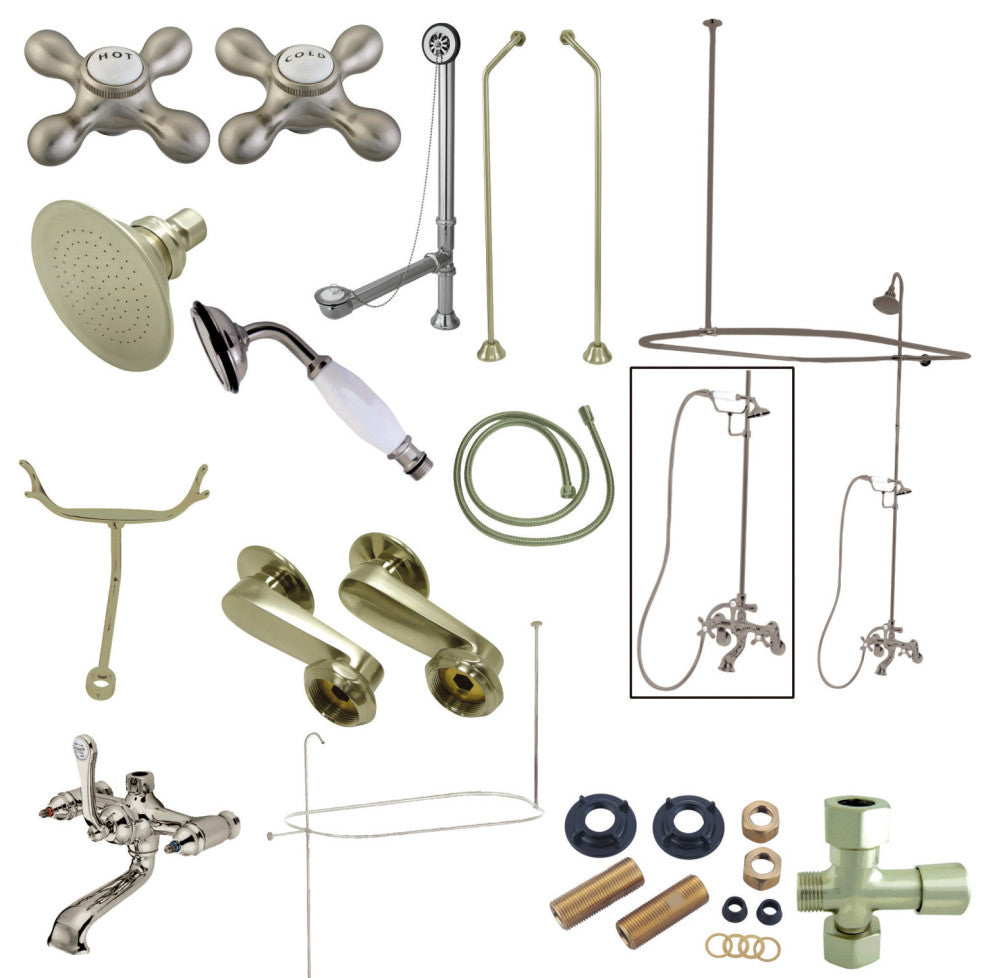 Clawfoot Tub Faucet Package, Brushed Nickel