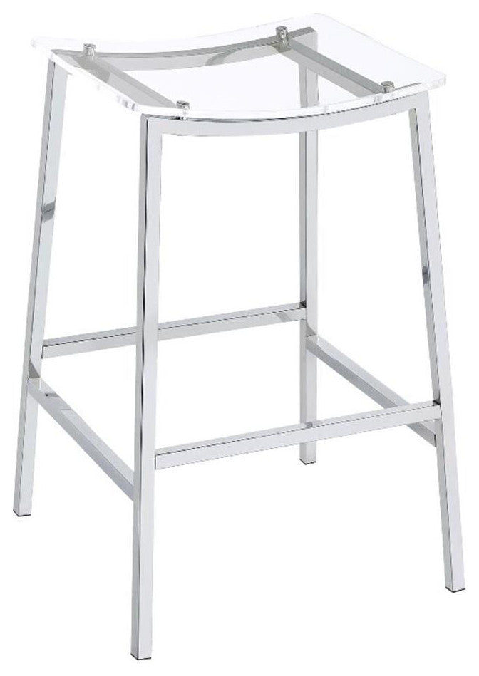 Pemberly Row Metal Acrylic Backless Bar Stools Clear and Chrome