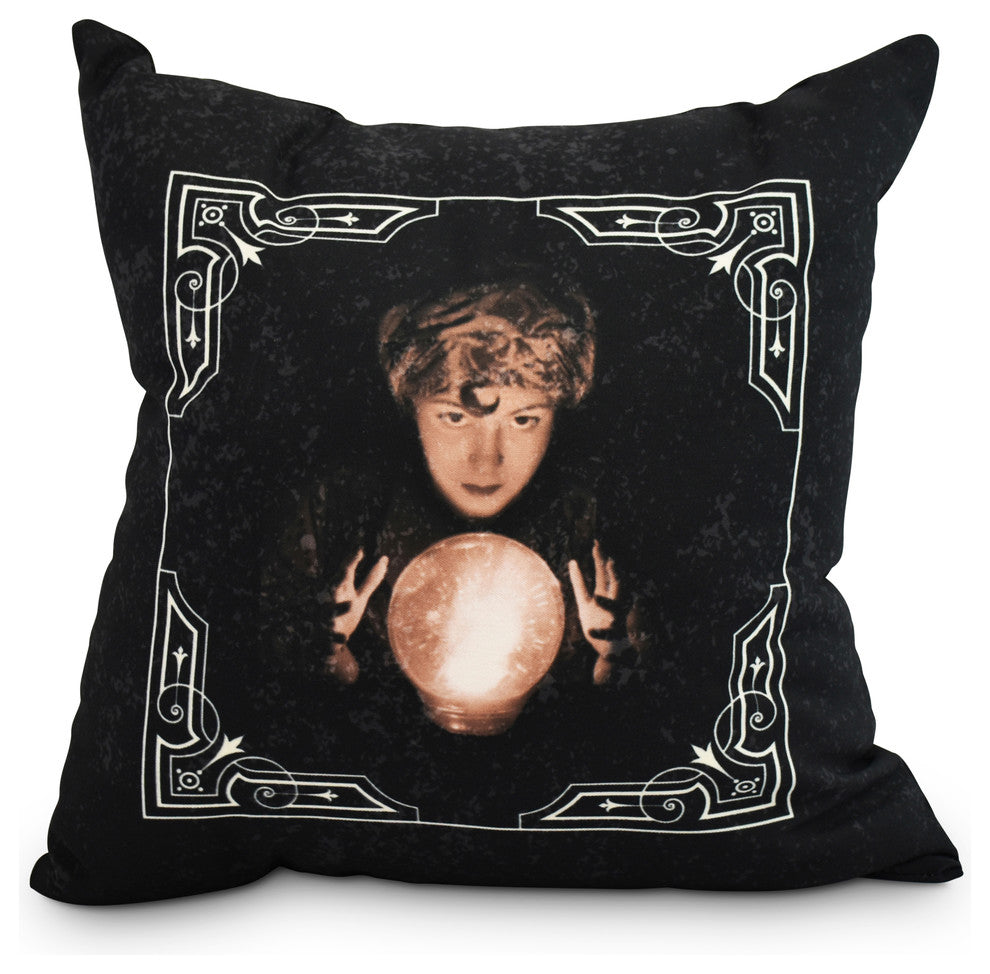 All Seeing Psychic 18" Cream Halloween Print Decorative Throw Pillow