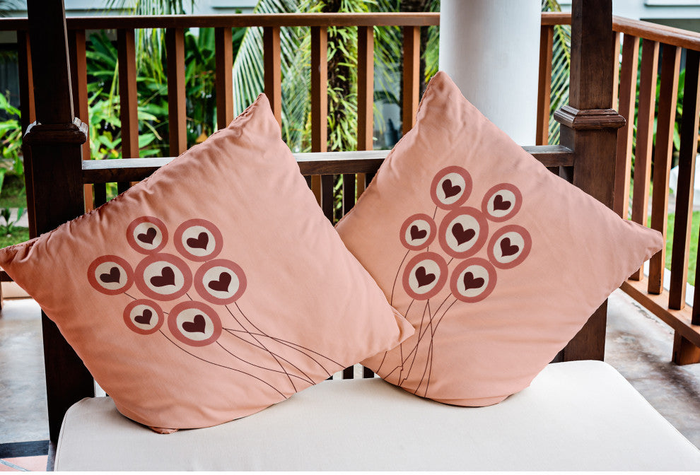 Love Balloons Valentines Indoor/Outdoor Throw Pillow, Pink, 20x20"