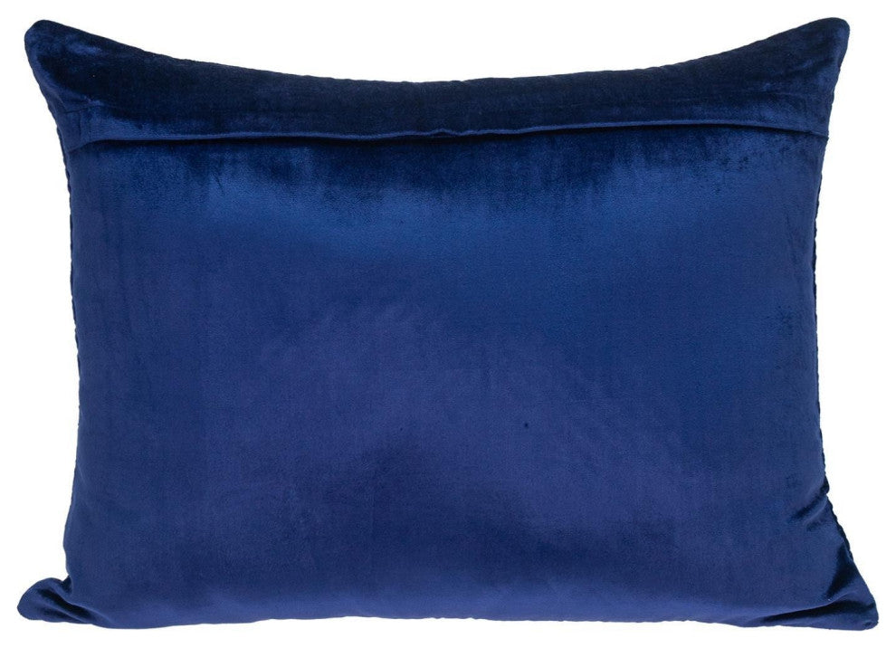 Navy Blue Lumbar Tufted Throw Pillow