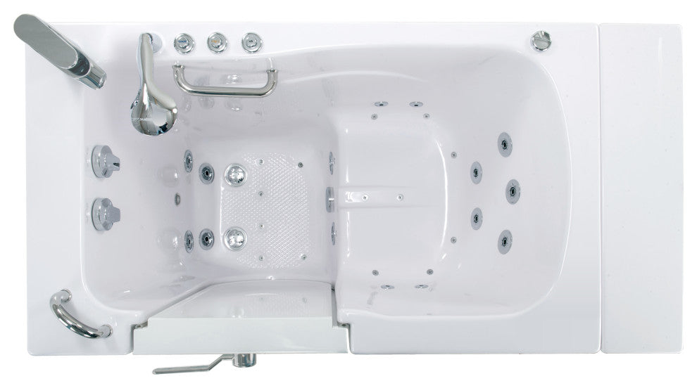 Ella Capri 30"x52" Air+Hydro Massage Walk-In Bathtub, Outward Swing Door, Faucet