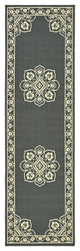 Martinique Floral Medallion Grey/ Ivory Indoor/Outdoor Area Rug, 2'3"x7'6"