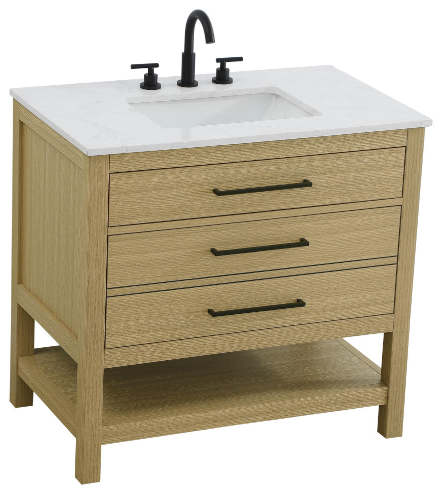 Home Living 36" Single Bathroom Vanity, Honey Brown