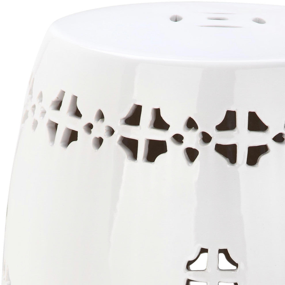 Safavieh Quatrefoil Garden Stool, Antique White