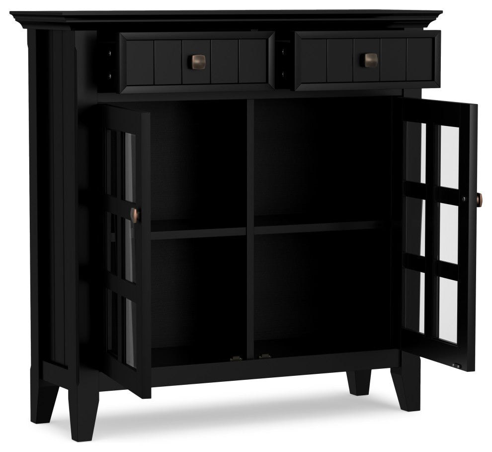 Acadian SOLID WOOD Wide Entryway Storage Cabinet, Black