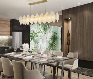 8-Light Brass Chandelier With Frosted Glass
