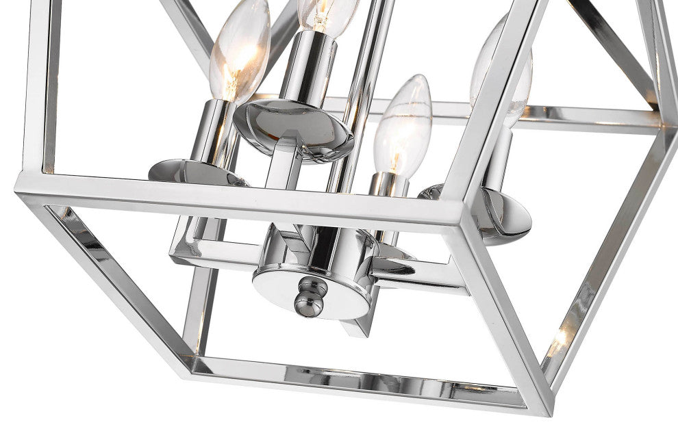 Shiny Nickel Cage Flushmount, Candle Light