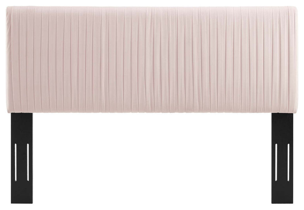 Eloise Channel Tufted Performance Velvet Twin Headboard-Pink