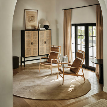 Venace Abstract Wool Area Rug, Brown 6' x 9' Shaped